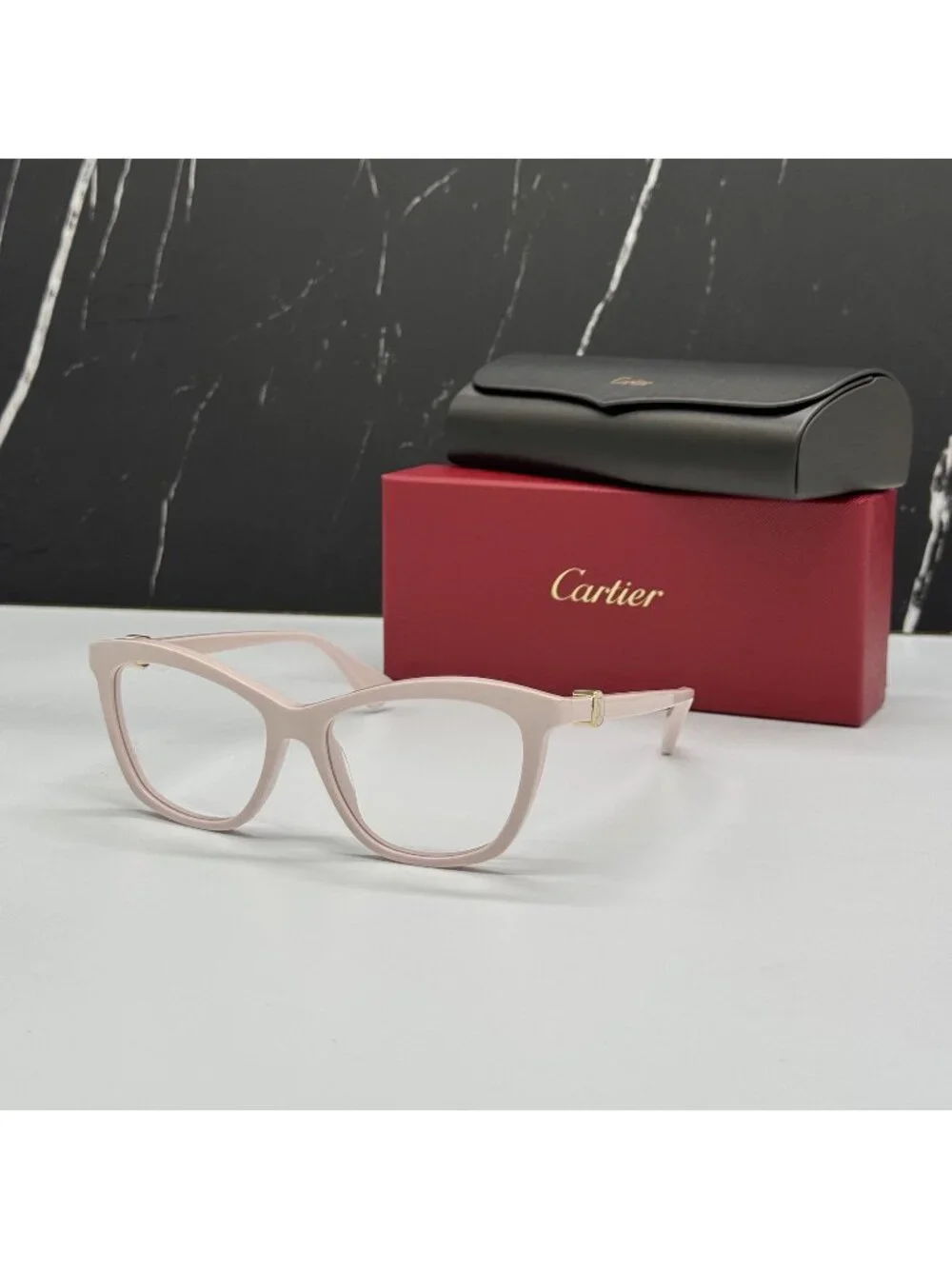 Cartier CT0526O 004 Light Pink Cat Eye Women Eyeglasses Authentic NEW